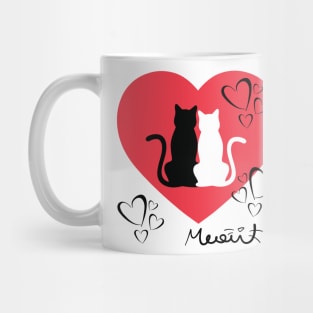 CAT COUPLE RED HEART VALENTINES DAY Mug